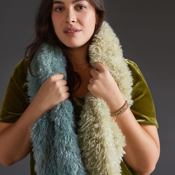 Anthropologie  Color- Block Fluffy Scarf - Picture 2 of 5